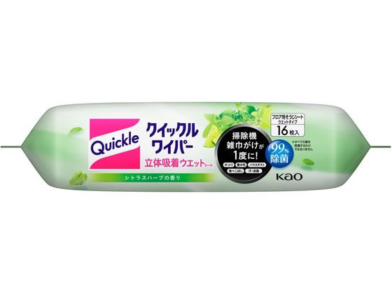 KAO クイックルワイパー 立体吸着ウエットシート シトラスハーブ16枚 フローリング...