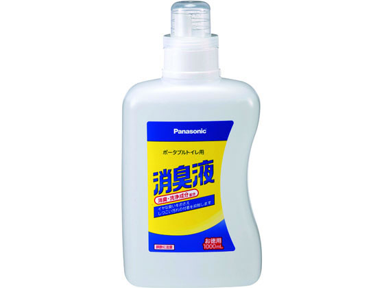 【仕様】安全・安心設計。PH7．4の中性仕様。水を入れたバケツに入れ、溶かすだけで悪臭を分解。●内容量：1000ml（約50回分　1回20ml）●主成分：植物抽出物、非イオン界面活性剤、PH調整剤、香料●容器：本体：ポリエチレン、キャップ：ポリプロピレン【備考】※メーカーの都合により、パッケージ・仕様等は予告なく変更になる場合がございます。【検索用キーワード】panasonic　ぱなそにっく　ポータブルトイレ用　ポータブルトイレ用消臭液　ポータブルトイレ用消臭剤　ポータブルトイレ用消臭材　消臭剤　消臭材　1L　1リットル　1000ml　1000ミリリットル　無色タイプ　介護用品　介助用品　トイレ用品　排泄介助用消臭　排泄介助用　排泄関連用品　介護・介助用品　排泄ケア優れた消臭効果。尿臭だけでなく、便臭も強力に消臭！