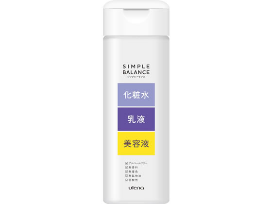 【商品説明】化粧水＋乳液＋美容液が1つになった、2種のハトムギ美容成分（※1）配合のジュレ状保湿液。ベタつかずスーッとなじんでお肌のコンディションをたもち、乾燥・肌あれを防ぎます。朝夜の洗顔後はこれ1つ。【仕様】●仕様：本体●内容量：220mL●弱酸性●アルコールフリー・無香料・無着色・無鉱物油●パッチテスト・アレルギーテスト済（※2）●注文単位：1本※1：ハトムギ種子エキス・ハトムギ油（保湿成分）※2：すべての方に皮フ刺激・アレルギーが起きないというわけではありません。生産国：日本商品区分：化粧品メーカー：株式会社ウテナ広告文責：フォーレスト株式会社　0120-40-4016【備考】※メーカーの都合により、パッケージ・仕様等は予告なく変更になる場合がございます。【検索用キーワード】うてな　utena　しんぷるばらんす　simple　balance　ハトムギ　ローション　はとむぎ　ろーしょん　hatomugi　lotion　220ミリリットル　1本　化粧水　乳液　美容液　オールインワン　ジュレ　本体　ほんたい　ホンタイ　時短　スキンケア　基礎化粧品　X91217朝夜の洗顔後はこれ1つ。2種のハトムギ美容成分配合のジュレ状保湿液。