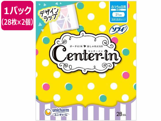 【商品説明】真ん中吸収のふわふわタイプ【仕様】●注文単位：1パック（28枚×2個）●サイズ：21cm●ふつうの日用・ふわふわタイプ●羽なし生産国：日本商品区分：医薬部外品メーカー：ユニ・チャーム株式会社広告文責：フォーレスト株式会社　0120-40-4016【検索用キーワード】ユニ・チャーム　センターイン　ふわふわタイプ　ふつうの日　羽なし　28枚　×2個　生理用品　生理用ナプキン　効果　評判　口コミ　cm　人気　使用感　使い心地　性能　メディカル用品　生理用品真ん中吸収のふわふわタイプ