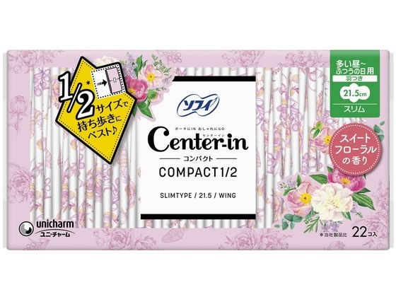 ユニ・チャーム センターイン コンパクト1／2 フローラルの香 多い昼羽付22枚 ナプキン 生理