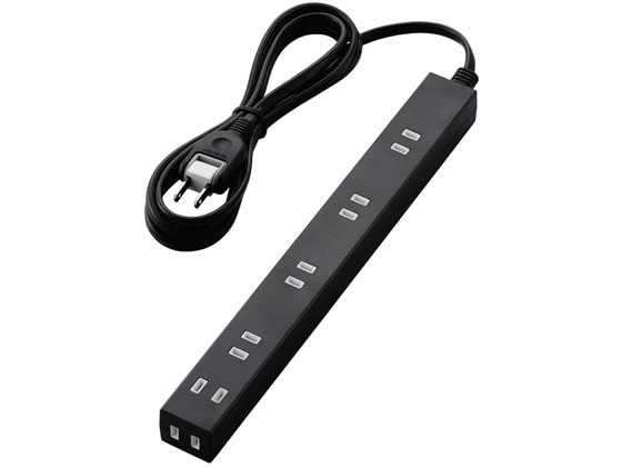 ~2 Holes - エレコム ACアダプタ用幅広タップ 雷 6口 2m 黒 T-NSLK-2620BK コード付き電源タップ2ピン 電源タップ OAタップ 配線パーツ 家電