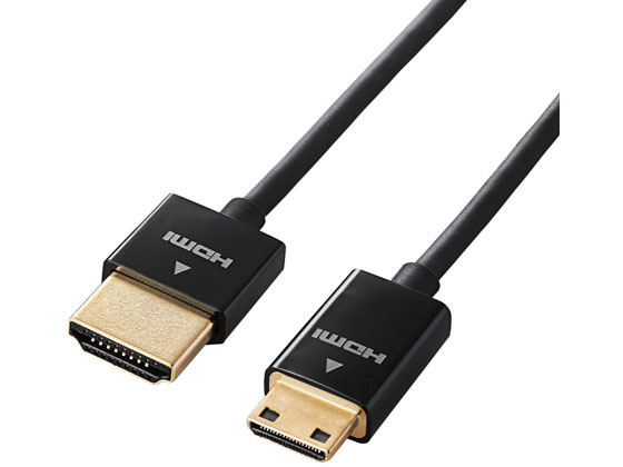 【お取り寄せ】エレコム HDMIケーブル HDMI mini 超スリム 2m DGW-HD14SSM20BK HDMI変換ケーブル アダ..