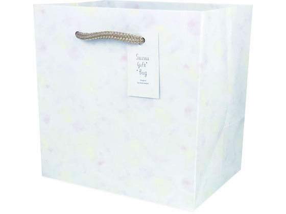 【お取り寄せ】ワールドクラフト 水彩柄ギフトバック S かがやき 白×5枚 紙手提袋 丸紐 ラッピング 包装用品