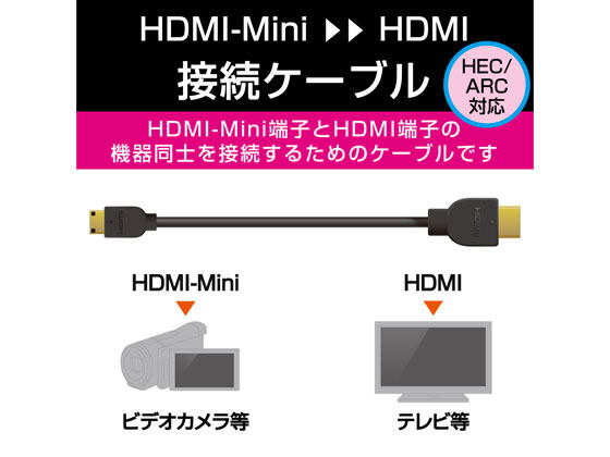 【お取り寄せ】エレコム イーサネット対応HDMI-Miniケーブル 2m DH-HD14EM20BK HDM...
