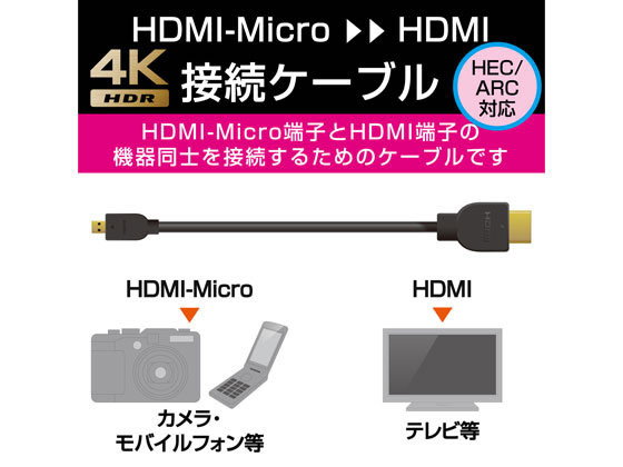 【お取り寄せ】エレコム イーサネット対応HDMI-Microケーブル 3m DH-HD14EU30BK HD...