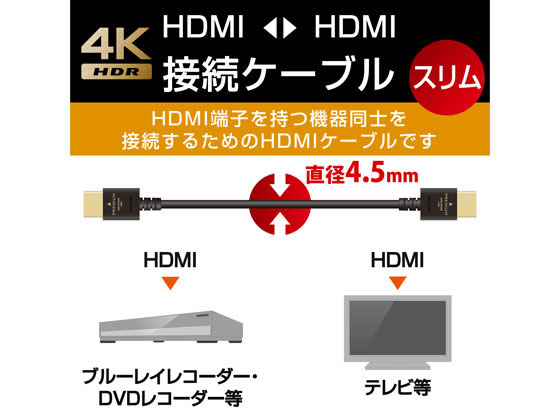 【お取り寄せ】エレコム PREMIUM HDMIケーブル スリムタイプ 1m DH-HDP14ES10BK プ...