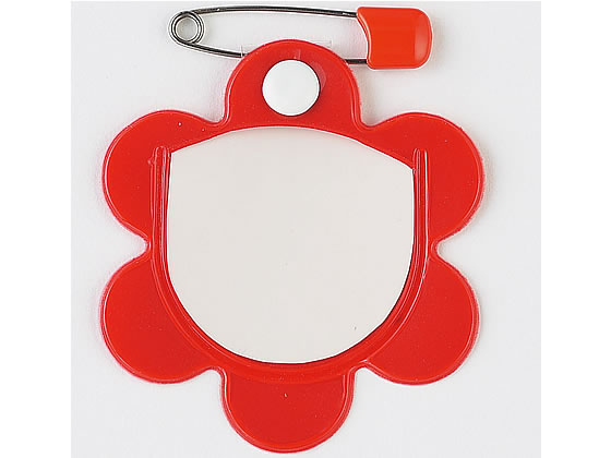 【お取り寄せ】西敬 梅型名札 10P 中紙入 赤 K-17R クリップ ピン式ソフトタイプ 名札 キーホルダー