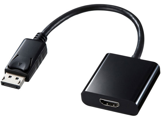 【商品説明】DisplayPortを搭載したパソコン本体をHDMIポートを持つディスプレイ・テレビに接続するときに使用する変換アダプタケーブルです。DisplayPort（Ver．1．2）の出力ポートからPremium　HDMI対応ディスプレイ4K／60Hz対応に出力できます。【仕様】●カラー：ブラック●コネクタ：DisplayPort　オス−HDMI　メス●解像度：最大4K／3840x2160（60Hz対応）●ケーブル長：約14cm（SR間）●サイズ：メスコネクタ部／約W44．5×D44．5×H14．7mm●ケーブル径：約5．5mm●準拠規格：DisplayPort　Ver．1．2／HDMI　2．0●仕様：ACTIVEタイプ【備考】※メーカーの都合により、パッケージ・仕様等は予告なく変更になる場合がございます。【検索用キーワード】サンワサプライ　SANWASUPPLY　さんわさぷらい　DisplayPort−HDMI変換アダプタ　変換アダプタ　AD−DPPHD01　DisplayPort　HDMI　配線用品　USBケーブルDisplayPort　Ver1．2をHDMI出力に変換するアダプタ。4K／60Hz対応。