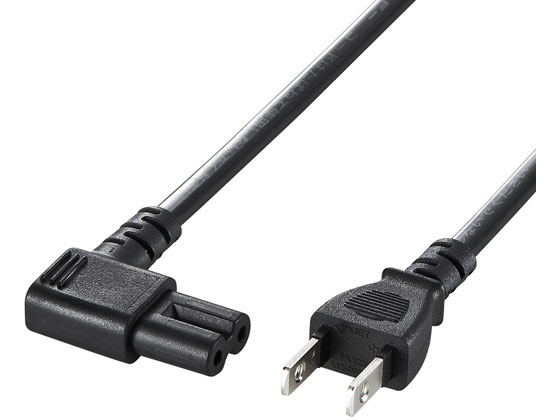 【お取り寄せ】サンワサプライ 電源コード(2P・L型コネクタ・1m) KB-DM2L-1 PC電源ケーブル PC用ケーブ..