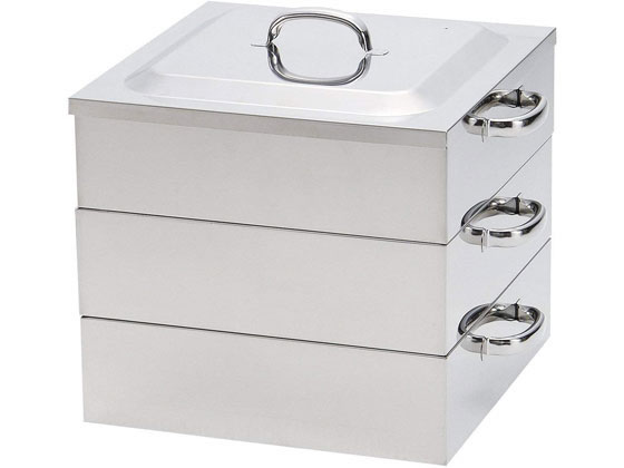 【お取り寄せ】神子島製作所 PE18-8業務用角蒸器2段33cm 蒸し器 セイロ 鍋 フライパン 厨房 キッチン