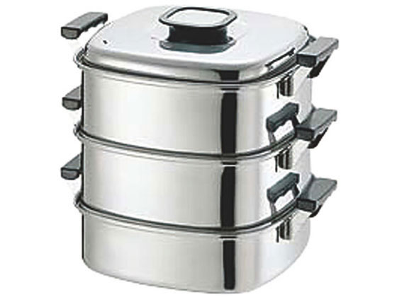 【お取り寄せ】神子島製作所 PE18-0角蒸器3段22cm 蒸し器 セイロ 鍋 フライパン 厨房 キッチン
