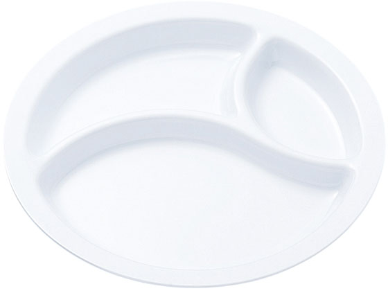 【お取り寄せ】エンテック 丸ランチ皿(新型)3ツ切 (白) NO.56W 大皿 丼 中華食器 キッチン テーブル