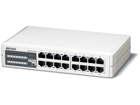 バッファロー スイッチングハブ 電源内蔵 16ポート LSW3-TX-16NP スイッチングハブ ネットワーク機器 パソコン 家電