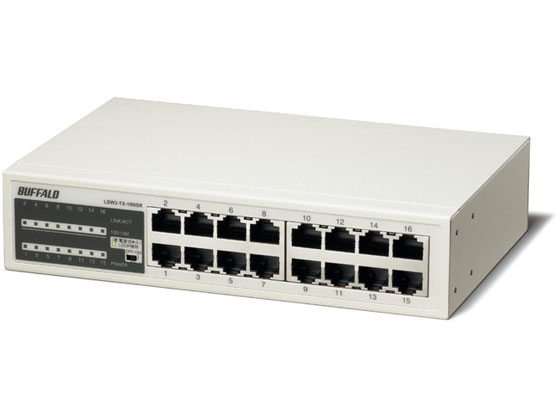 16 Port - バッファロー スイッチングハブ 電源内蔵 16ポート LSW3-TX-16NSR スイッチングハブ ネットワーク機器 パソコン 家電