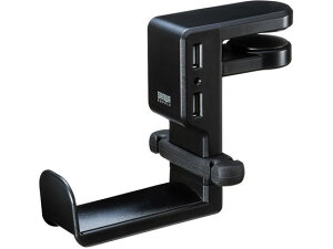 【お取り寄せ】サンワサプライ 回転式ヘッドホンフック USBポート付 PDA-STN29BK ヘッドセット WEBカメラ ヘッドセット PC周辺機器