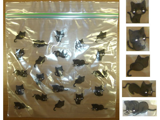 システムポリマー 猫柄 おやつパック 横18×縦16.5cm 10枚 ストック用バッグ 保存 保管グッズ キッチン消耗品