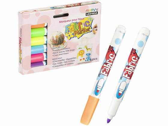 【お取り寄せ】マービー ファブリックマーカー 蛍光6色セット 560-6C 多色セット 水性ペン 水性マーカー