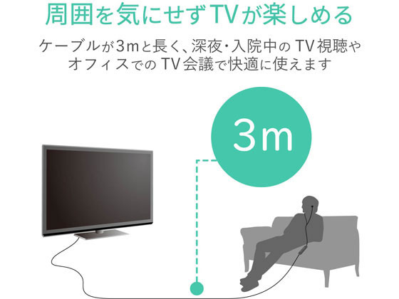 【お取り寄せ】エレコム TV用ヘッドホン(スタンダード)カナルタイプ EHP-TV11C3BK ...