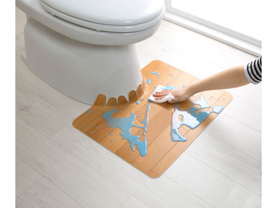 【お取り寄せ】サンコー 吸着拭けるフロアトイレマットウッド ショート ベージュ K...