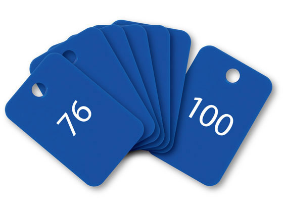 【お取り寄せ】オープン工業 スチロール番号札 角型 76～100 青 BF-57-BU 番号札 名札 キーホルダー