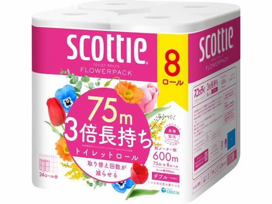 クレシア スコッティ フラワーパック 3倍長持ち ダブル 75m 8ロール×6P jetprice-10194233 JET PRICE サンプル画像2
