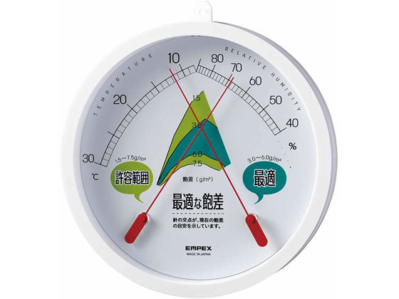 【お取り寄せ】エンペックス気象計 最適な飽差温度湿度計 TM-4680 温度計 湿度計 時計 家電