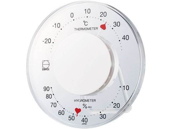 【お取り寄せ】エンペックス気象計 セレナハート温湿度計 白 LV-7301 温度計 湿度計 時計 家電