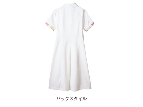 【お取り寄せ】ローラアシュレイ ナースワンピース 半袖 オフホワイト アメリブルー LL LW401-13 白衣ワンピース 医療服 ユニフォーム 2