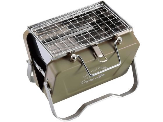 【お取り寄せ】キャプテンスタッグ モンテ V型卓上グリル B6型 カーキ 卓上タイプ コンロ グリル アウトドア キャンプ 釣り具