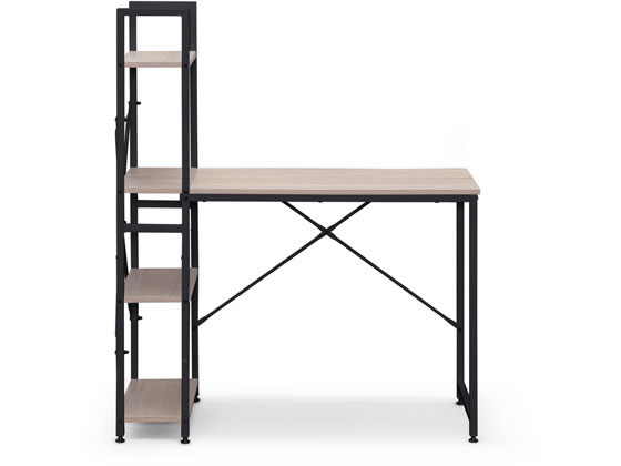 【お取り寄せ】アイリスオーヤマ ラック付きデスク W1000×D420 ライトナチュラル×ブラック [2]