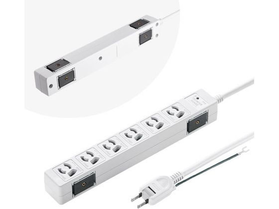 【商品説明】強力ダブルマグネットでスチール面にしっかり固定できます。本体裏面（2個）と側面（2個）に強力なマグネットが付いているため、スチール製のキャビネットや天板の天面、側面どちらにも設置が可能です。不意なプラグ抜けを防止する、抜け止め式差込口です。雷ガード内蔵で接続機器を雷から守ります。LEDランプ付きなので動作状態が確認できます。【仕様】●カラー：ホワイト●定格容量：15A・125V（1500Wまで）●プラグ：2P（絶縁キャップ付きスイングプラグ）●差込口：3P・6個口●コード：VCTF直径約8．5平方ミリメートル●コード長：5m●サイズ：W260×D36×H35mm●バリスタ電圧：470V●制限電圧：775V●サージ耐量：2500A●材質：ABS樹脂●認証：電気用品安全法（PSE）技術基準適合品●使用地域：日本国内のみ。日本以外ではご使用いただけません。【備考】※メーカーの都合により、パッケージ・仕様等は予告なく変更になる場合がございます。【検索用キーワード】サンワワプライ　さんわさぷらい　sanwasupply　雷ガードタップ3P6個口5mマグネット付き　雷ガードタップ　3P　6個口　5m　マグネット付き　電源タップOAタップ　電源コード　延長コード　TAP−SPWMG36−5　TAPSPWMG365　3ピン　3P　6個口　5m　5メートル　白　しろ　シロ　ホワイト　WHITE　2面　マグネット付　雷ガード内蔵　抜け止め　強力ダブルマグネット　プラグ抜けを防止　LEDランプ付　1個　配線用品　OAタップ　延長コード　XJ39302面マグネット付きで、プラグを出す向き自由自在。雷ガード内蔵抜け止めタップ。
