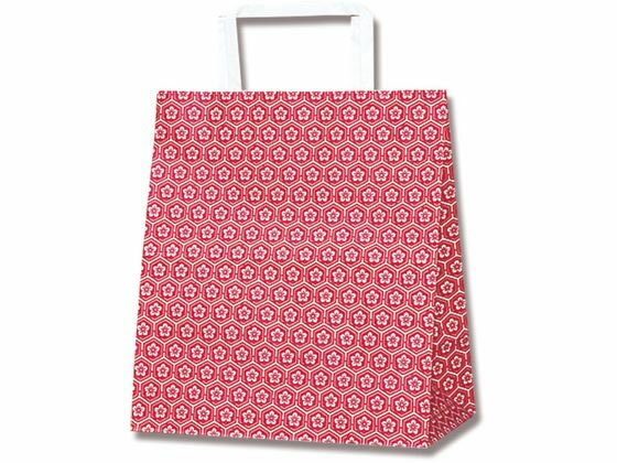 【お取り寄せ】ヘイコー 紙袋 H25チャームバッグ S2 平手 梅小紋 赤 50枚 紙手提袋 平紐 手提袋 ラッピ..