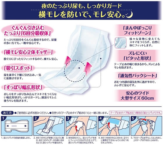 JET PRICEの【お取り寄せ】ユニ・チャーム ライフリー 一晩中あんしんパッド 夜用スーパー 14枚 軽失禁パッド 排泄ケア 介護 介助｜アングル2