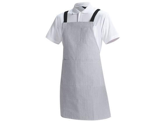 【お取り寄せ】ストライプエプロン ネイビー F CR600-100 胸当てエプロン エプロン 作業用 ユニフォーム