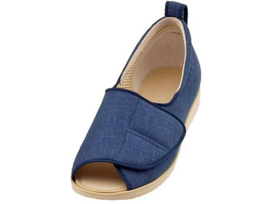 【商品説明】足元軽やかオープンタイプ。【仕様】●サイズ：LL／24．0〜24．5cm、ワイズ／3E●重さ：約135g（片足Lサイズ）●材質：表／綿100％、内側／ポリエステル100％（メッシュ）、底材／合成底（EVA）●パーツオーダーシステム対応●生産国：中国●手洗い可●抗菌加工、防臭加工、撥水加工●屋外＆室内用●男女兼用【備考】※メーカーの都合により、パッケージ・仕様等は予告なく変更になる場合がございます。【検索用キーワード】徳武産業　オープンなごみ　オープン和1026　靴　シューズ　リハビリ靴　リハビリシューズ　介護シューズ　介護靴　屋外履き　屋外用　外出用　室内履き　室内用　屋外屋内両用　LLサイズ　1足　紺色　ネイビー　24．0cm　24．5cm　24cm　男女兼用　歩行関連用品　介援隊　かいえんたい　カイエンタイ　259352　W1126　ウエア・シューズ・グッズ　リハビリシューズ