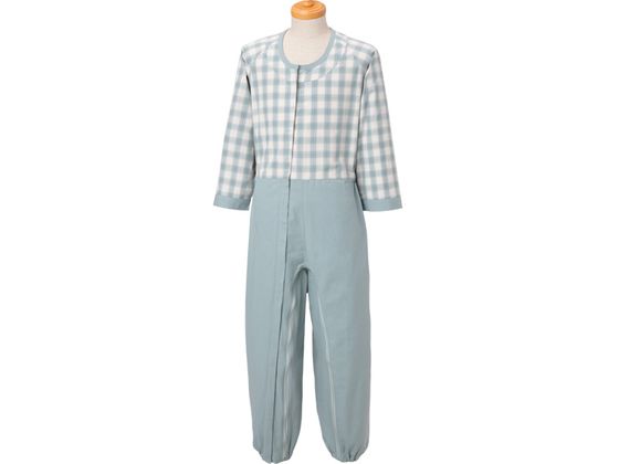 【お取り寄せ】丸昌 制菌介護用つなぎ(フルオープン型) グリーン L 介護衣料 被介護者用 スタッフウエア 白衣 看護 医療