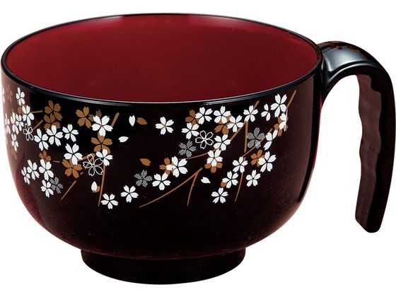 【お取り寄せ】カノー らくらく汁椀 黒 桜 自助具 食器 食事ケア 介護 衛生材料