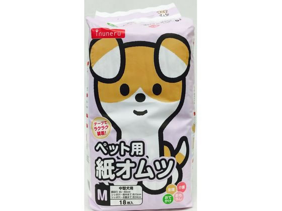 【商品説明】介護・おでかけ・おもらし・生理時に使える紙オムツ。オシッコや柔らかめのウンチの漏れを防ぎます。（胴回り）45−60cm（しっぽ穴から背中まで）約15cm（しっぽ穴からお腹まで）約34cm【仕様】●サイズ：M・中型犬用●注文単位：1パック（18枚）【備考】※メーカーの都合により、パッケージ・仕様等は予告なく変更になる場合がございます。【検索用キーワード】ペットライブラリー　ぺっとらいぶらりー　petlibrary　inuneru　ペット用紙オムツ　ぺっとようかみおむつ　ペットヨウカミオムツ　いぬねる　イヌネル　ペット用紙おむつ　中型犬用　M　1パック　18枚　IN−101　IN101　ペット　ケア用品　犬（ドッグ）用　XZ9565介護・おでかけ・おもらし・生理時に使える紙オムツ。