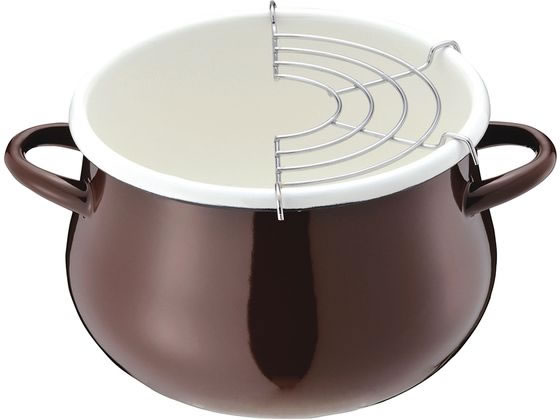 【お取り寄せ】パール金属 プチクック ホーロー天ぷら鍋16cm ブラウン HB-1680 揚鍋 フライヤー 鍋 フ..