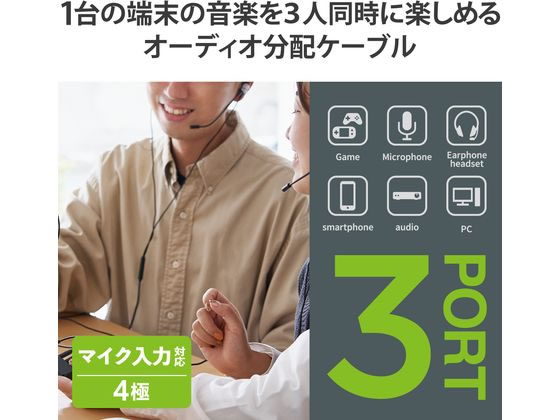 【お取り寄せ】エレコム オーディオ分配アダプター(3分配) EHP-35AD03BK オーディ...