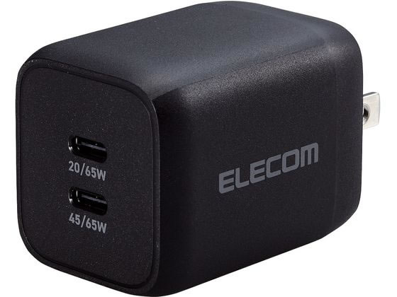 【お取り寄せ】エレコム USB Power Delivery 65W AC充電器(C×2)黒 アクセサリー PCアクセサリー PC