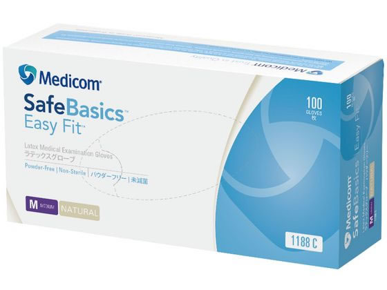 【お取り寄せ】ARメディコム セーフベーシック ラテックスグローブ イージーフィット M 1188C 天然ゴム 粉なし 使い捨て手袋 作業用手袋