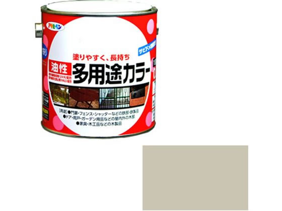 【商品説明】●紫外線吸収剤（UVA）、紫外線劣化防止剤（HALS）配合により耐久性に優れた塗料。●サビドメ剤の配合により、サビの発生を防ぐ。●タレにくいので大変塗り易く、きれいに仕上がる。●1回塗りで酸性雨・塩害・排気ガスに強い。【仕様】●内容量：0．7L●カラー：ソフトグレー●重量：1000g●【用途】適した場所：　屋内外用。門扉・フェンス・シャッター等の鉄部・鉄製品。トタン（塗装されたもの、密着性の悪いもの除く）。ドア・雨戸・ガーデン用品等の屋内外の木部、家具・木工品等の木製品。●標準塗り回数：1回塗り●光沢：ツヤあり●塗膜の仕上がり：不透明（下地を隠す）●塗料タイプ：合成樹脂調合ペイント●乾燥時間：夏期　4〜6時間／冬期　10〜15時間●塗り面積：4．5〜7．0m2（タタミ2．7〜4．2枚分）【備考】※メーカーの都合により、パッケージ・仕様等は予告なく変更になる場合がございます。【検索用キーワード】アサヒペン　油性多用途カラー　0．7L　ソフトグレー　油性　油性カラー　多用途　DIY　梱包＆作業　建築資材　塗装　塗料　X310LXコストパフォーマンスに優れた油性多用途塗料。