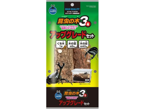 【商品説明】カブトムシ・クワガタムシの飼育をさらによくするためのセットです。くち木：クワガタムシの産卵用や幼虫のエサになる木。昆虫たちが遊んだり、隠れ家にするために使用できます。木の葉／木の皮：昆虫マットの水分の蒸発を防いだり昆虫の休憩場所になります。また、仰向けになるのを防ぎます。【仕様】●材質：天然木、くぬぎ・ナラなどの広葉樹の葉、広葉樹の皮●適応種：カブト虫・クワガタ虫・オオクワガタ・外国産昆虫●セット内容：くち木1本、木の葉約5g、木の皮約40g【備考】※メーカーの都合により、パッケージ・仕様等は予告なく変更になる場合がございます。【検索用キーワード】まるかん　マルカン　MARUKAN　marukan　昆虫の木3種　アップグレードセット　昆虫の木3種アップグレードセット　こんちゅうのき3しゅ　あっぷぐれーどせっと　T−136　昆虫の木3種アップグレード　T136　シーズン商品　1セット　ペット　シーズン商品　その他カブトムシ・クワガタムシの飼育にぴったり！