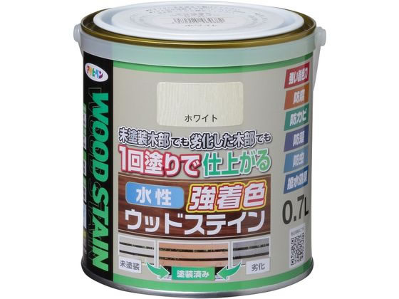 【お取り寄せ】アサヒペン 水性強着色ウッドステイン 0.7L ホワイト 塗料 塗装 養生 内装 土木 建築資材