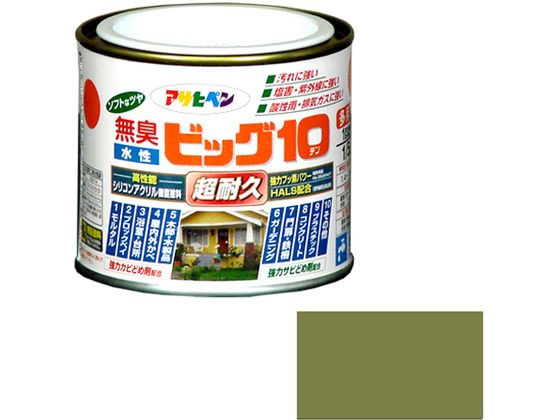 【お取り寄せ】アサヒペン 水性ビッグ10多用途 1/5L 233 ウィローグリーン 塗料 塗装 養生 内装 土木 建築資材