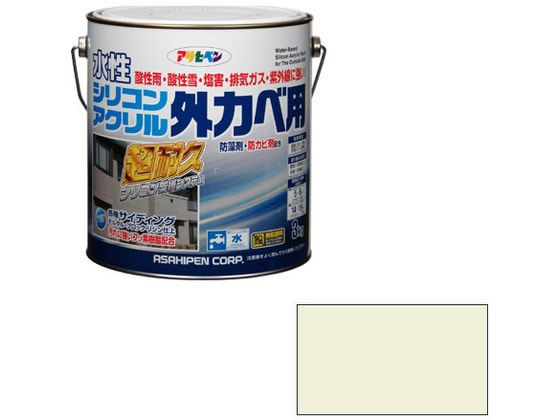 【お取り寄せ】アサヒペン 水性シリコンアクリル外かべ用 3KG ミルキーホワイト 塗料 塗装 養生 内装 土木 建築資材