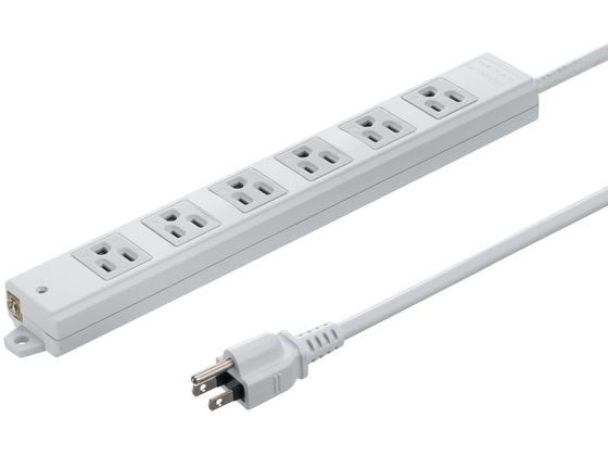 【商品説明】オフィスでの使用に最適な3P平行型、3Pプラグ仕様の電源タップです。電源状態が確認できる通電ランプ付きです。裏面にマグネットが付いているので、スチールのデスクなどに仮固定することができ便利です。差込口部分に熱・衝撃に強いユリア樹脂を使用し二重構造の安全設計です。トラッキング火災予防に有効な絶縁キャップ付き3Pプラグを採用しています。ゴミが少なく、環境に優しい簡易ビニール袋パッケージです。【仕様】●カラー：グレー●定格容量：15A・125V（1500Wまで）●プラグ仕様：3P平行型（絶縁キャップ付き）●差込口：3P（ノーマルタイプ）・6個口●差込口ピッチ：40mm●コード導体サイズ：2．0SQ×2心、0．75SQ×1心（アース）、仕上り外形寸法／直径8．5mm●コード長：3m●コード種類：ビニルキャブタイヤ丸形コード（VCTF）●マグネット：あり●アース端子：あり●サイズ：W319×D43．5×H26mm●仮固定穴間隔：307mm●使用地域：日本国内のみ。日本以外ではご使用いただけません。●認証：電気用品安全法（PSE）技術基準適合品【備考】※メーカーの都合により、パッケージ・仕様等は予告なく変更になる場合がございます。【検索用キーワード】sanwa　supply　サンワサプライ　さんわさぷらい　工事物件タップ（3P・6個口・3m）　電源タップ　oaタップ　延長コード　TAP−KS6N−3　3p　3ピン　6個口　3m　グレー　ノーマルタイぷ　通電ランプ　アース端子　マグネット　絶縁キャップ　rohs10　rohs6　TAPKS6N3　配線用品　OAタップ　延長コード　X887MRオフィスでの使用に最適な3Pノーマルタイプの電源タップ。