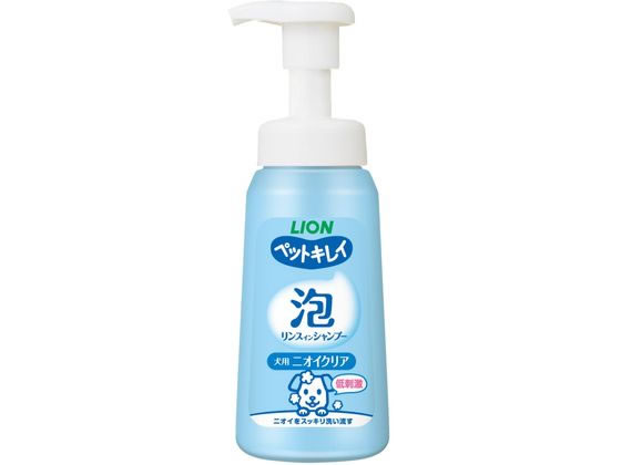 【商品説明】泡で出るから液だれしにくく、顔まわりも洗いやすい。洗浄成分の100％が植物生まれ。ふんわりなめらかな仕上がり。アミノ酸配合。弱酸性・無着色・アルコール無添加。やさしいマイルドフローラルの香り。【仕様】●成分：水、洗浄剤、保湿剤、防腐剤、香料、pH調整剤、グリシン【備考】※メーカーの都合により、パッケージ・仕様等は予告なく変更になる場合がございます。【検索用キーワード】らいおん　らいおんぺっと　ライオン　ライオンペット　ライオンペット株式会社　LION　LIONPET　ペットキレイ　泡リンスインシャンプー　ニオイクリア　230ml　PK泡リンスインSPニオイクリア　230ml　生後3ヶ月以上　ペット　ケア用品　犬（ドッグ）用　X415MT泡立ていらずのらくらくシャンプー！